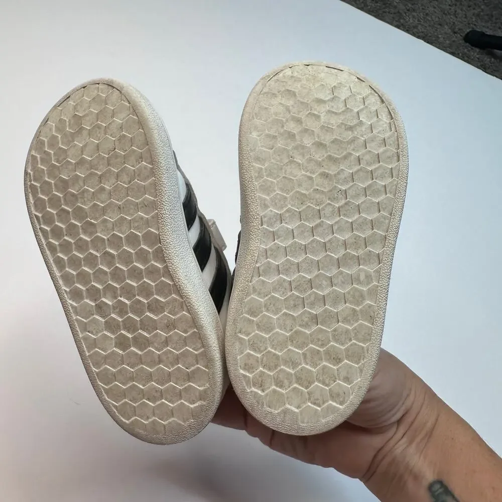 Adidas Grand Court White Black Stripe Sneakers